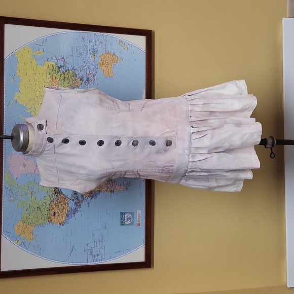 American jeans Sleeveless violet denim vintage dress with Metallic buttons - Picture 3 of 12